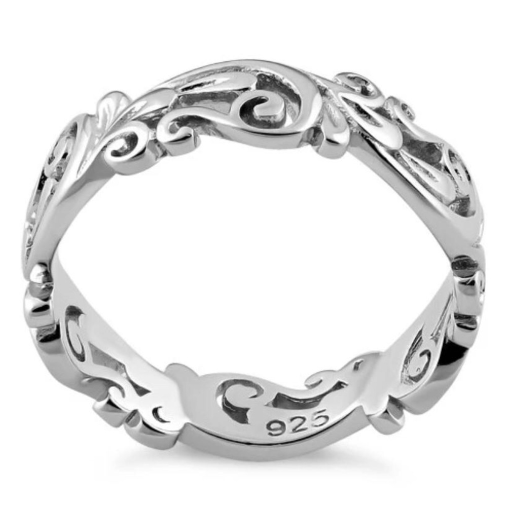 925 STERLING SILVER Open Work Swirls 5.3 (mm) Band Ring Sizes 2-13 - Picture 15 of 16